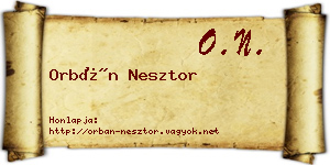 Orbán Nesztor névjegykártya